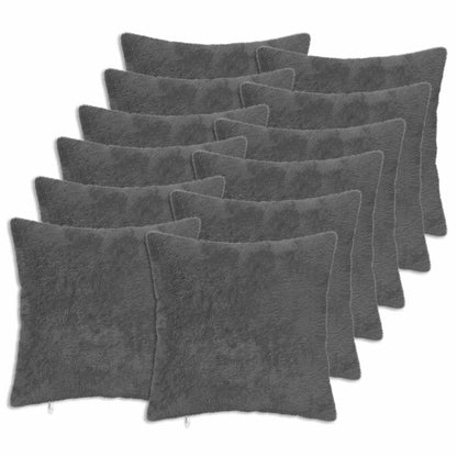 Cushion Cover 12 pcs HEERLEN Dark Grey 45 x 45 cm