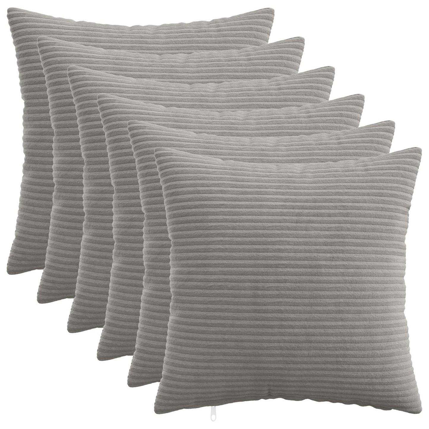 Cushion Cover 6 pcs HEERLEN Light Grey 50 x 50 cm Corduroy