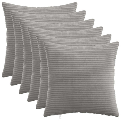 Cushion Cover 6 pcs HEERLEN Light Grey 50 x 50 cm Corduroy