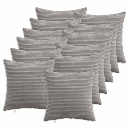 Cushion Cover 12 pcs HEERLEN Light Grey 50 x 50 cm Corduroy
