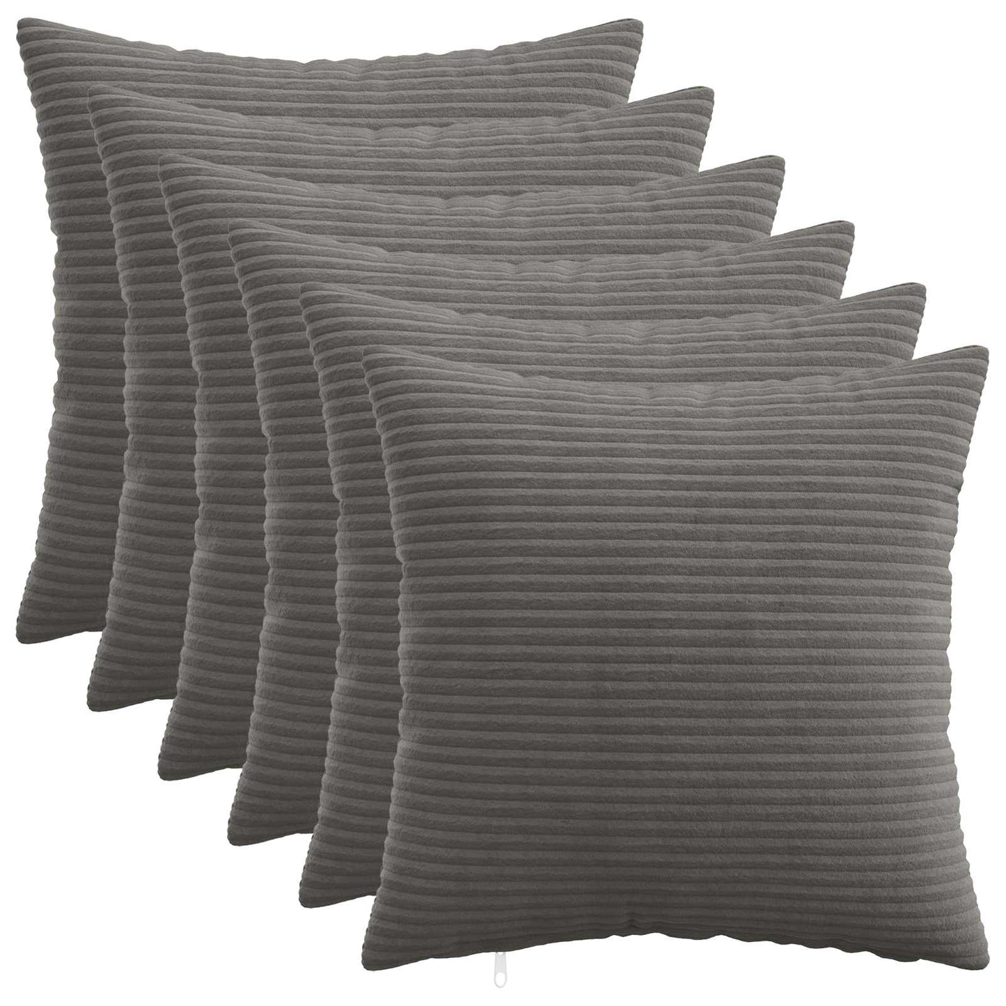 Cushion Cover 6 pcs HEERLEN Dark Grey 50 x 50 cm Corduroy