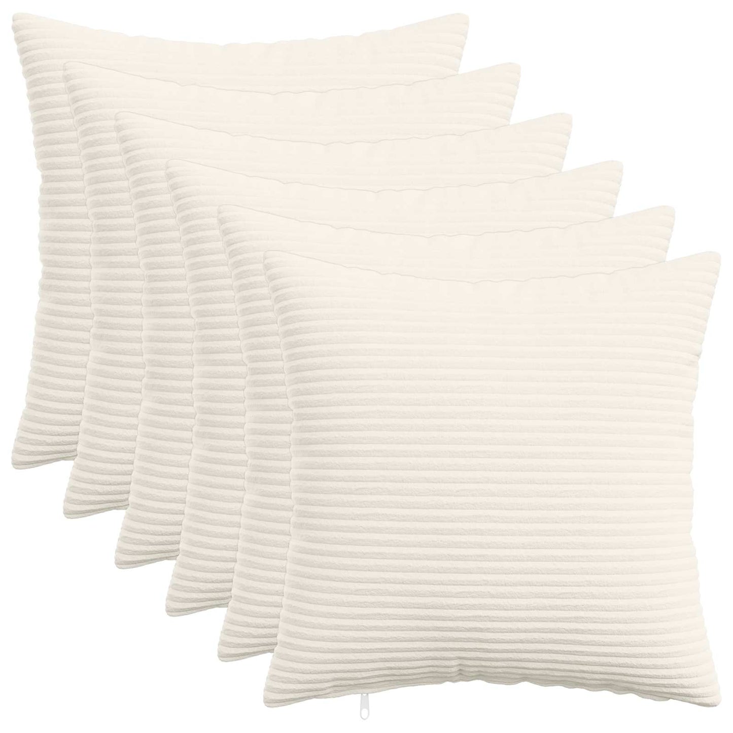 Cushion Cover 6 pcs HEERLEN Cream 50 x 50 cm Corduroy