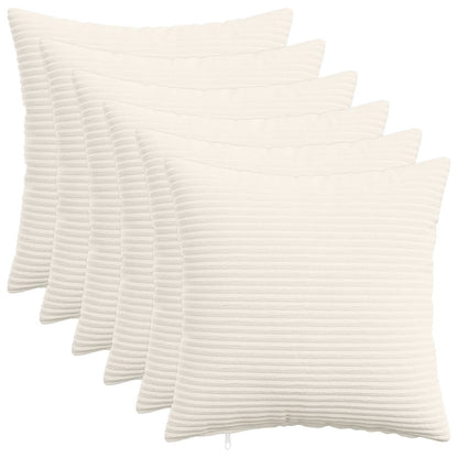 Cushion Cover 6 pcs HEERLEN Cream 50 x 50 cm Corduroy