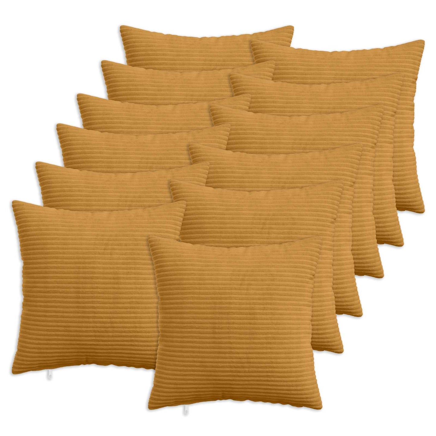 Cushion Cover 12 pcs HEERLEN Yellow 50 x 50 cm Corduroy