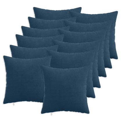 Cushion Cover 12 pcs HEERLEN Navy Blue 50 x 50 cm Corduroy