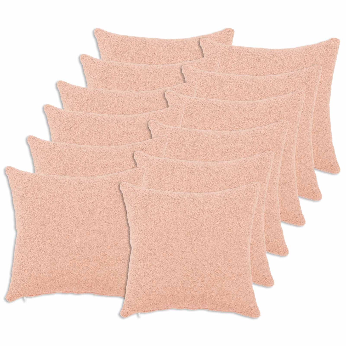 Cushion Cover 12 pcs HEERLEN Pink 50 x 50 cm Bouclé