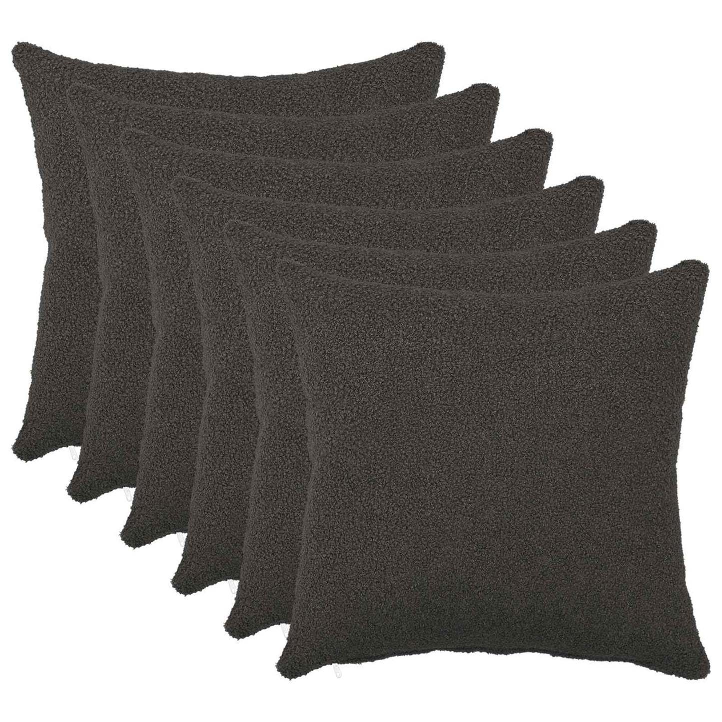 Cushion Cover 6 pcs HEERLEN Dark Grey 50 x 50 cm Bouclé