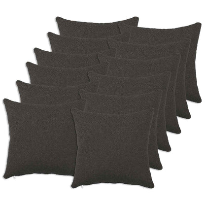 Cushion Cover 12 pcs HEERLEN Dark Grey 50 x 50 cm Bouclé