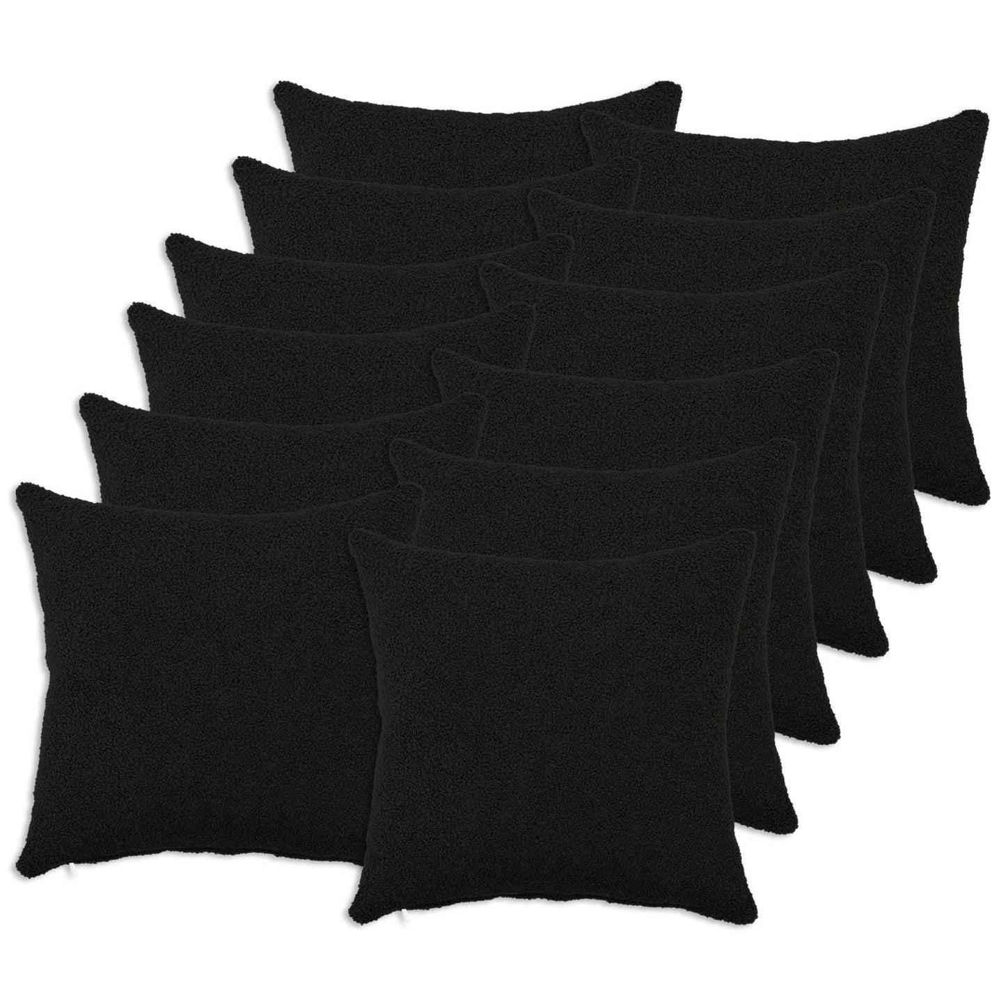 Cushion Cover 12 pcs HEERLEN Black 50 x 50 cm Bouclé