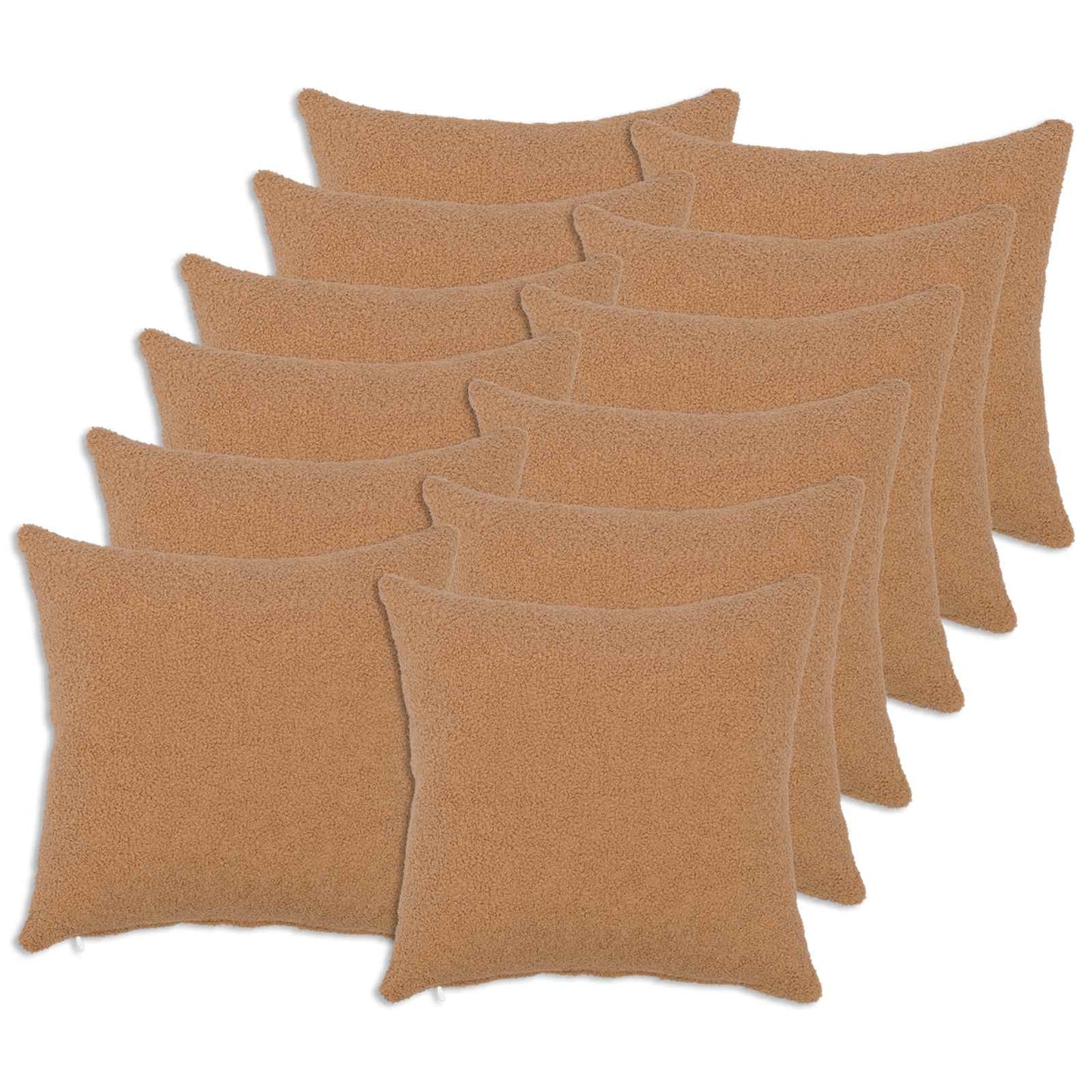 Cushion Cover 12 pcs HEERLEN Beige 50 x 50 cm Bouclé