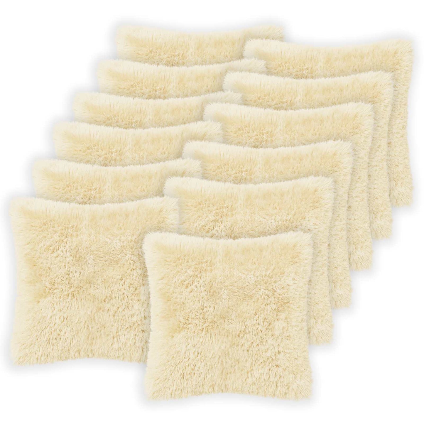 Cushion Cover 12 pcs HEERLEN Cream 50 x 50 cm PV Fleece