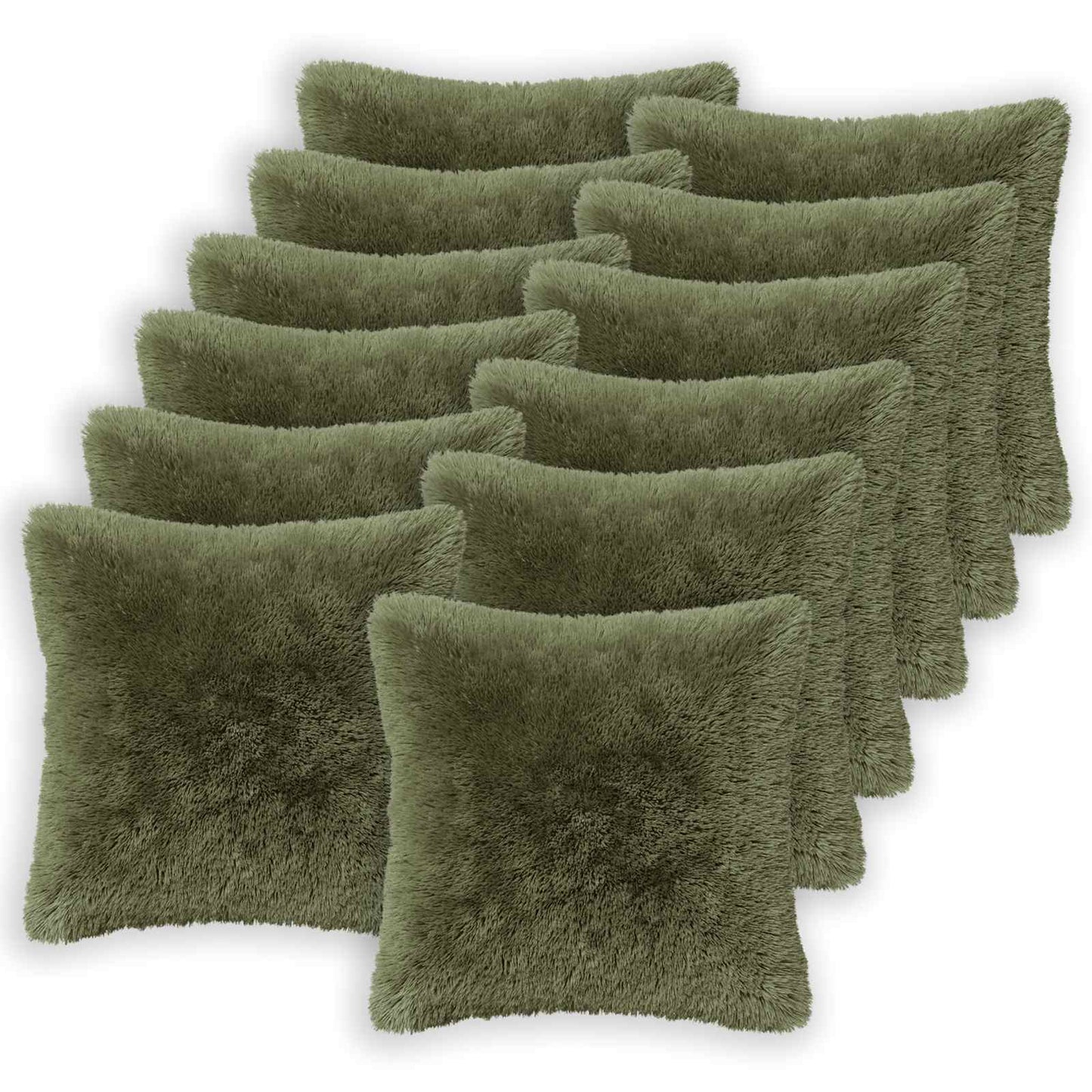 Cushion Cover 12 pcs HEERLEN Green 50 x 50 cm PV Fleece