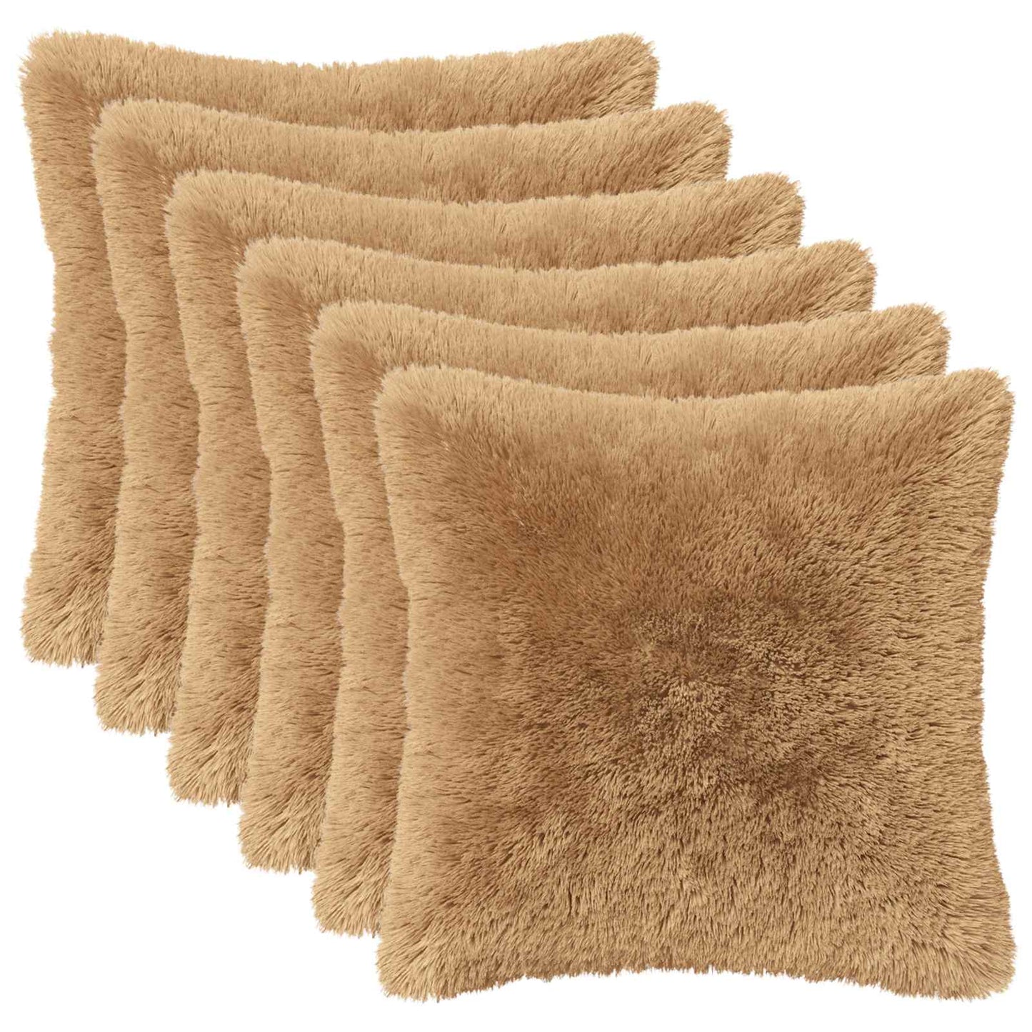 Cushion Cover 6 pcs HEERLEN Taupe 50 x 50 cm PV Fleece