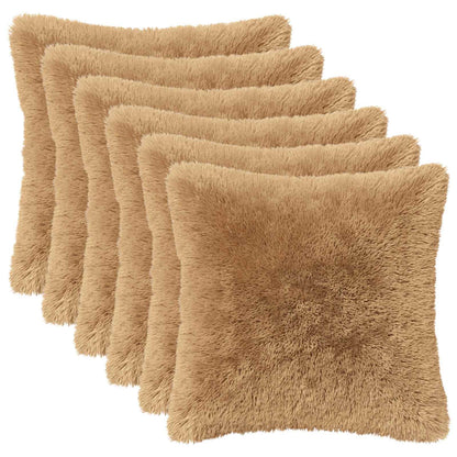 Cushion Cover 6 pcs HEERLEN Taupe 50 x 50 cm PV Fleece