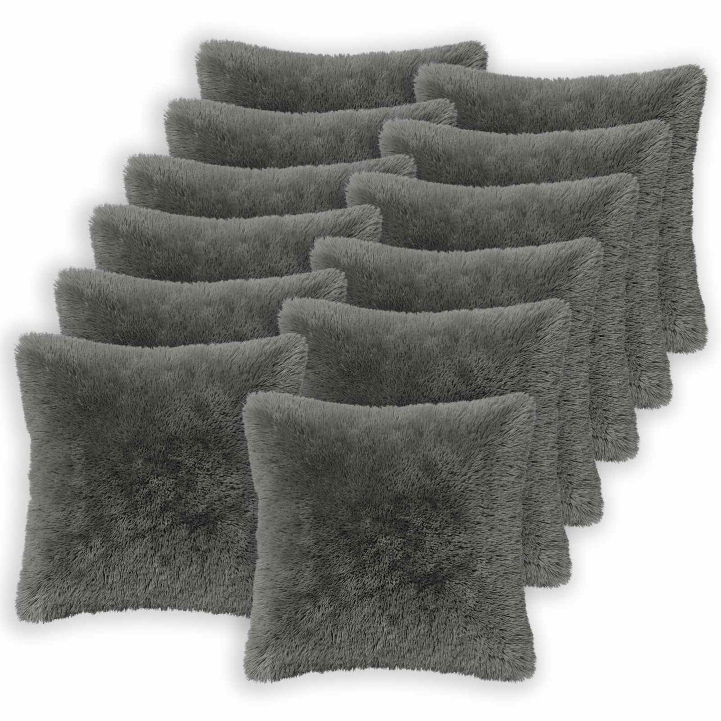 Cushion Cover 12 pcs HEERLEN Light Grey 50 x 50 cm PV Fleece