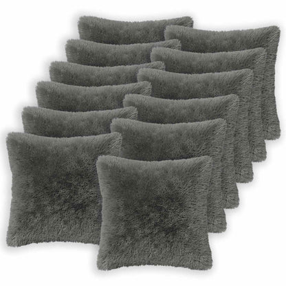 Cushion Cover 12 pcs HEERLEN Light Grey 50 x 50 cm PV Fleece
