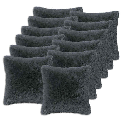 Cushion Cover 12 pcs HEERLEN Anthracite 50 x 50 cm PV Fleece