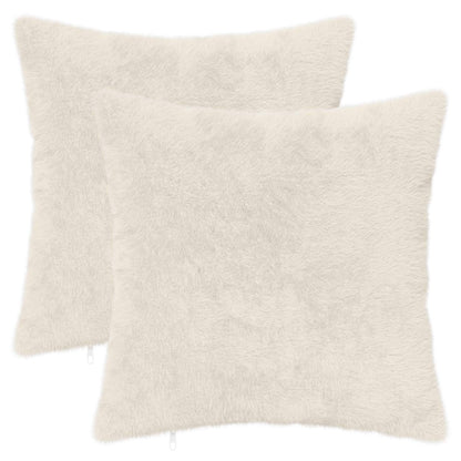 Cushion Cover 2 pcs HEERLEN White 50 x 50 cm Faux Rabbit Fur