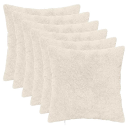Cushion Cover 6 pcs HEERLEN White 50 x 50 cm Faux Rabbit Fur