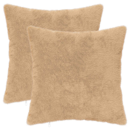 Cushion Cover 2 pcs HEERLEN Cream 50 x 50 cm Faux Rabbit Fur