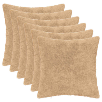 Cushion Cover 6 pcs HEERLEN Cream 50 x 50 cm Faux Rabbit Fur
