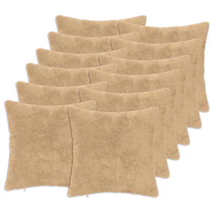 Cushion Cover 12 pcs HEERLEN Cream 50 x 50 cm Faux Rabbit Fur