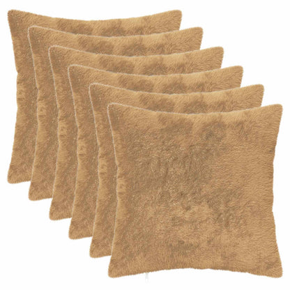 Cushion Cover 6 pcs HEERLEN Taupe 50 x 50 cm Faux Rabbit Fur