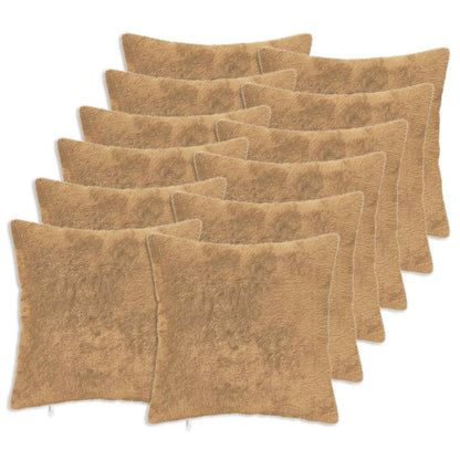 Cushion Cover 12 pcs HEERLEN Taupe 50 x 50 cm Faux Rabbit Fur
