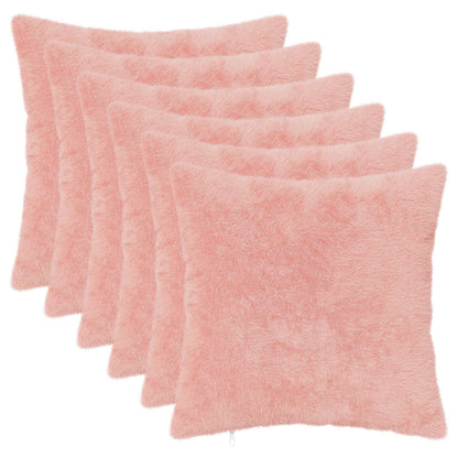Cushion Cover 6 pcs HEERLEN Pink 50 x 50 cm Faux Rabbit Fur