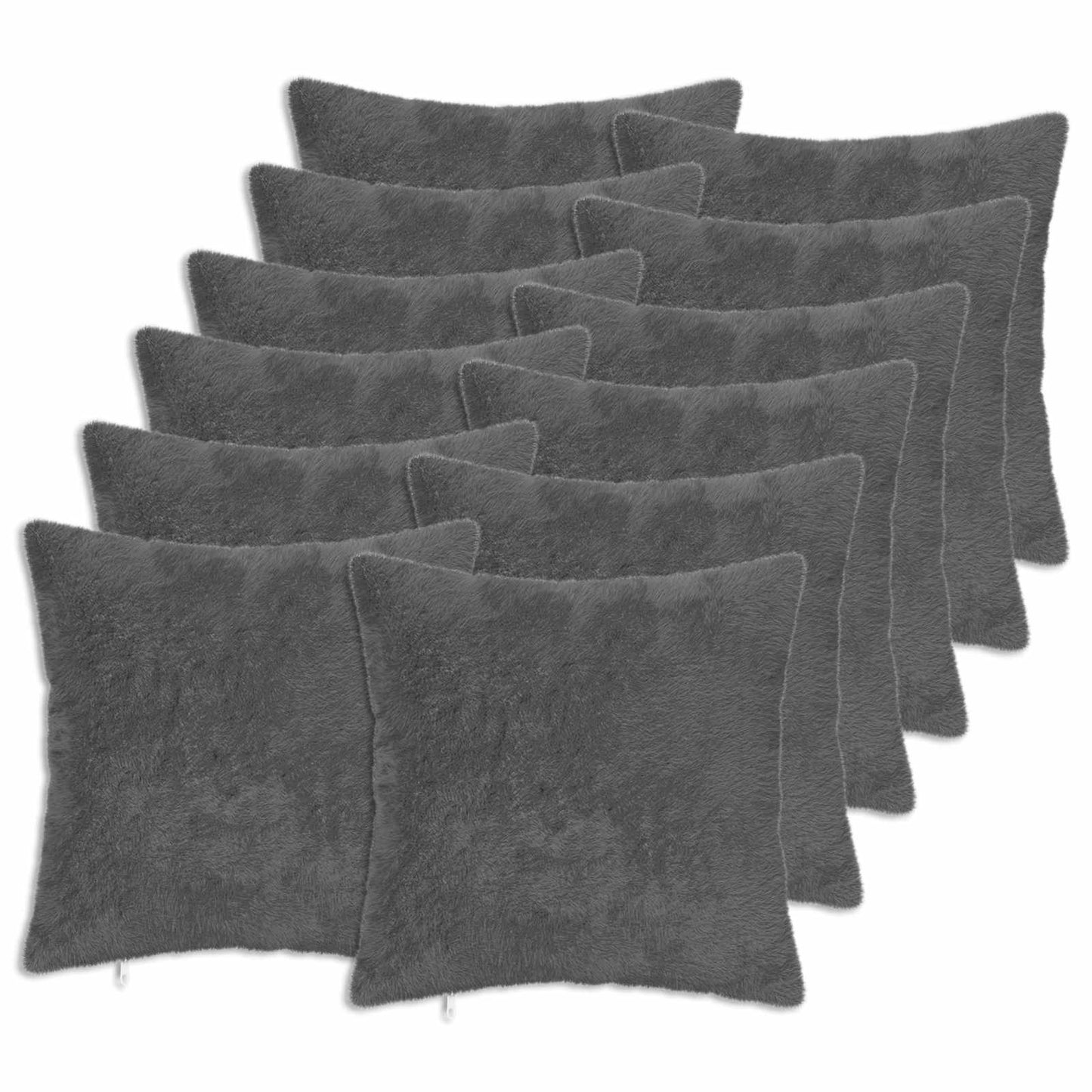 Cushion Cover 12 pcs HEERLEN Dark Grey 50 x 50 cm