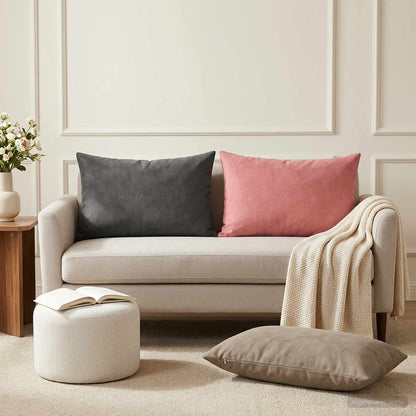 Cushion with Pillow HEERLEN 2 pcs Light Grey Velvet
