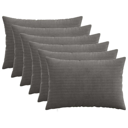 Cushion Cover 6 pcs HEERLEN Dark Grey 50 x 70 cm Corduroy