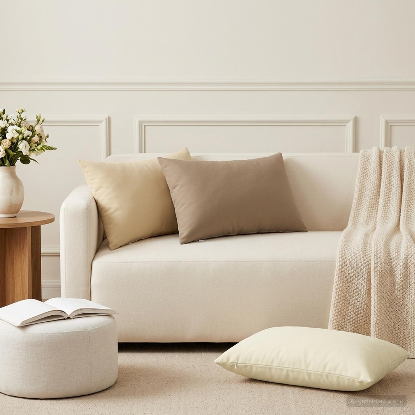 Cushion Cover 6 pcs HEERLEN Beige 50 x 80 cm Polyester
