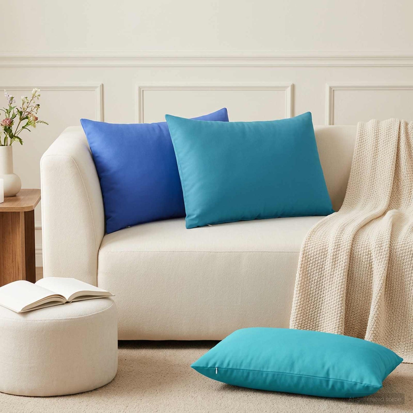 Cushion Cover 6 pcs HEERLEN Royal Blue 50 x 75 cm Polyester