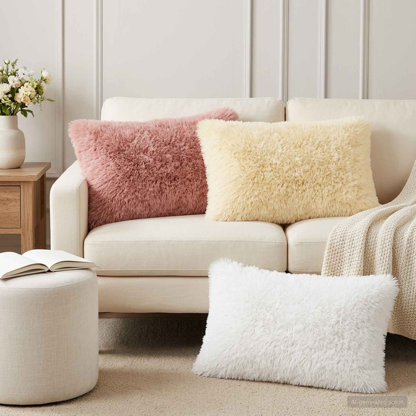 Cushion Cover 6 pcs HEERLEN White 50 x 80 cm PV Fleece