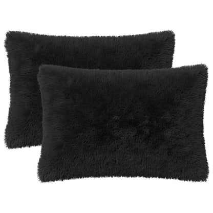 Cushion Cover 2 pcs HEERLEN Black 50 x 70 cm PV Fleece