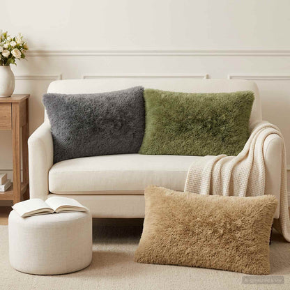 Cushion Cover 6 pcs HEERLEN Light Grey 50 x 75 cm PV Fleece