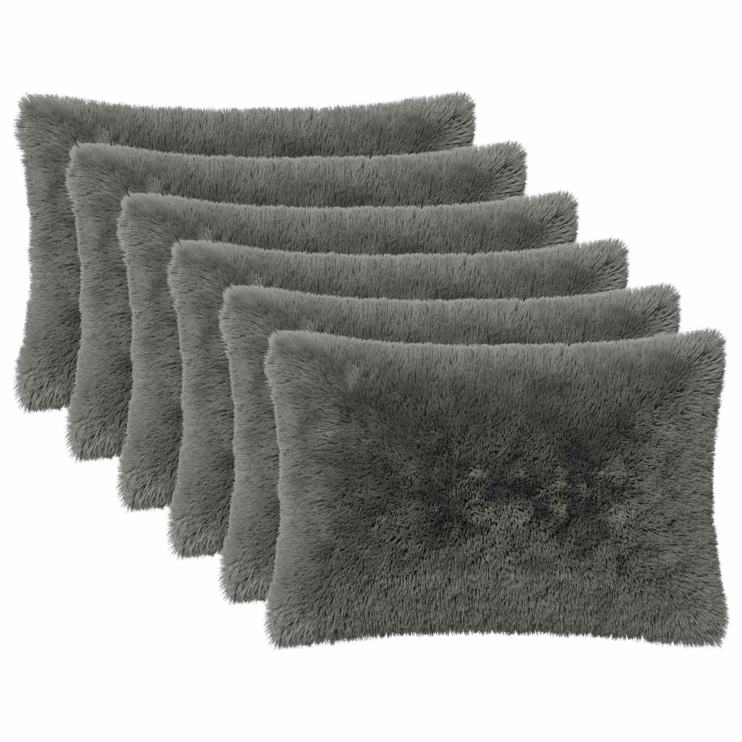 Cushion Cover 6 pcs HEERLEN Light Grey 50 x 70 cm PV Fleece