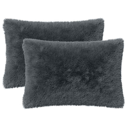 Cushion Cover 2 pcs HEERLEN Anthracite 50 x 70 cm PV Fleece