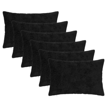 Cushion Cover 6 pcs HEERLEN Black 50 x 70 cm Faux Rabbit Fur