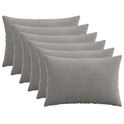 Cushion Cover 6 pcs HEERLEN Light Grey 50 x 75 cm Corduroy