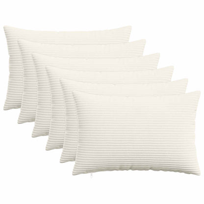 Cushion Cover 6 pcs HEERLEN Cream 50 x 75 cm Corduroy