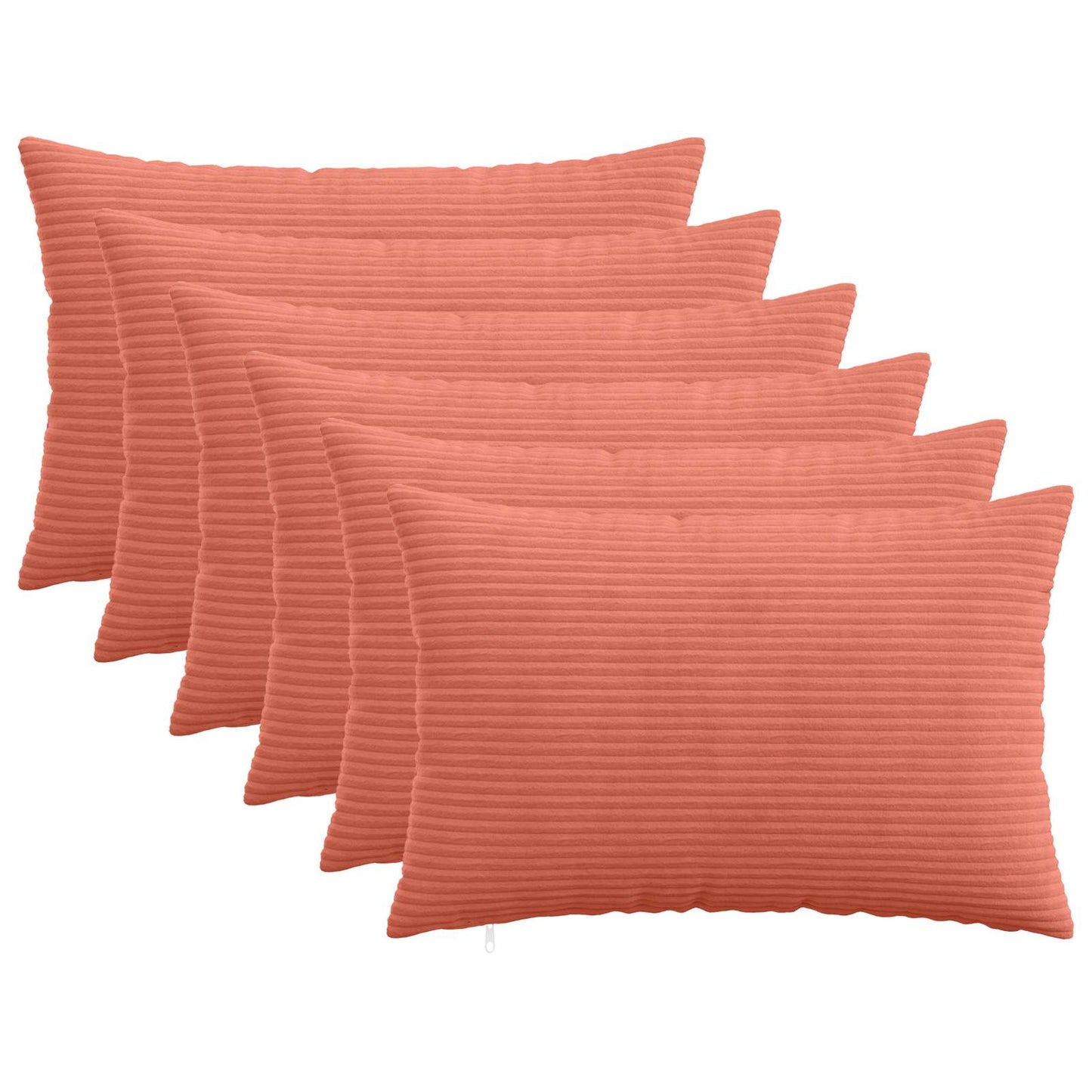 Cushion Cover 6 pcs HEERLEN Red Orange 50 x 75 cm Corduroy