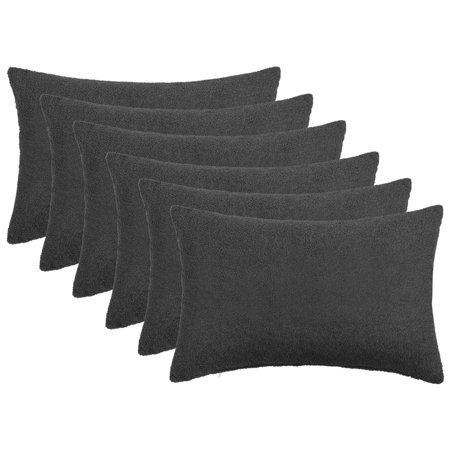 Cushion Cover 6 pcs HEERLEN Dark Grey 50 x 75 cm Bouclé