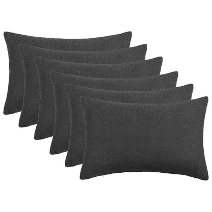 Cushion Cover 6 pcs HEERLEN Dark Grey 50 x 75 cm Bouclé