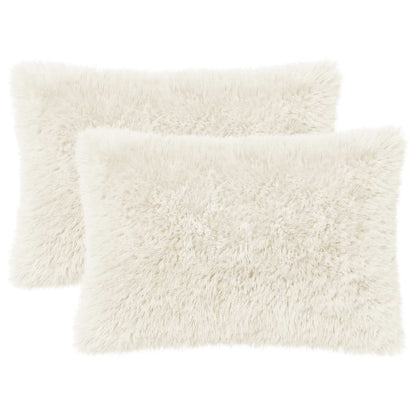 Cushion Cover 2 pcs HEERLEN White 50 x 75 cm PV Fleece