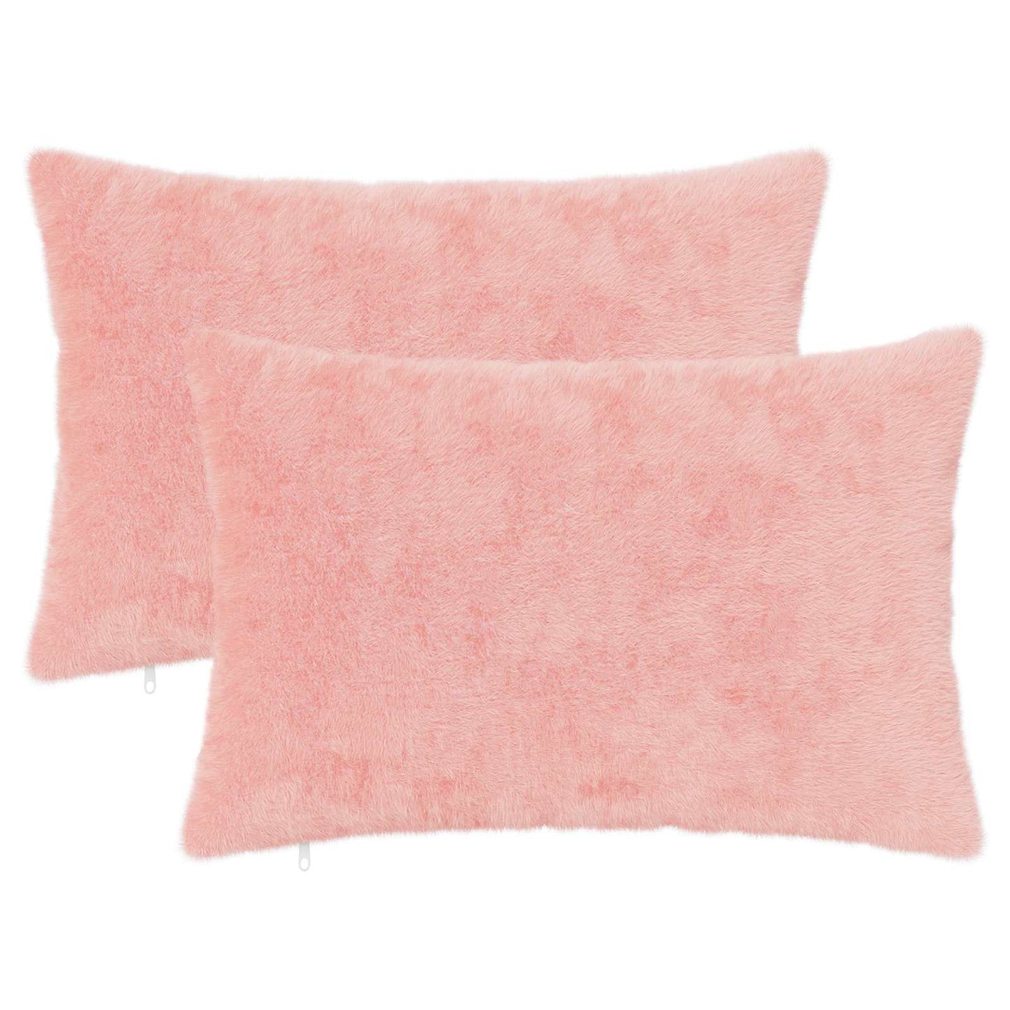 Cushion Cover 2 pcs HEERLEN Pink 50 x 75 cm Faux Rabbit Fur