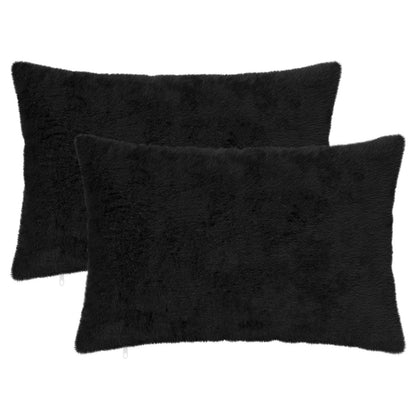 Cushion Cover 2 pcs HEERLEN Black 50 x 75 cm Faux Rabbit Fur