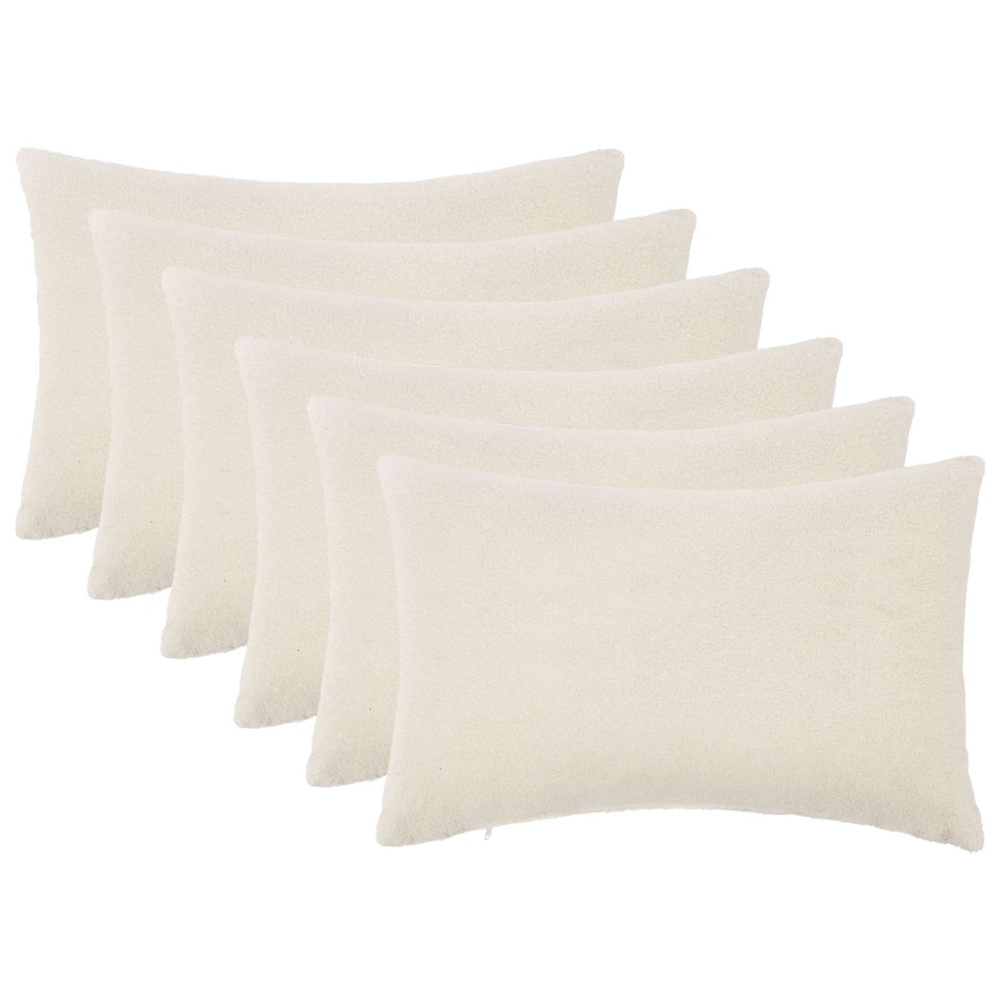 Cushion Cover 6 pcs HEERLEN Cream 50 x 80 cm Bouclé