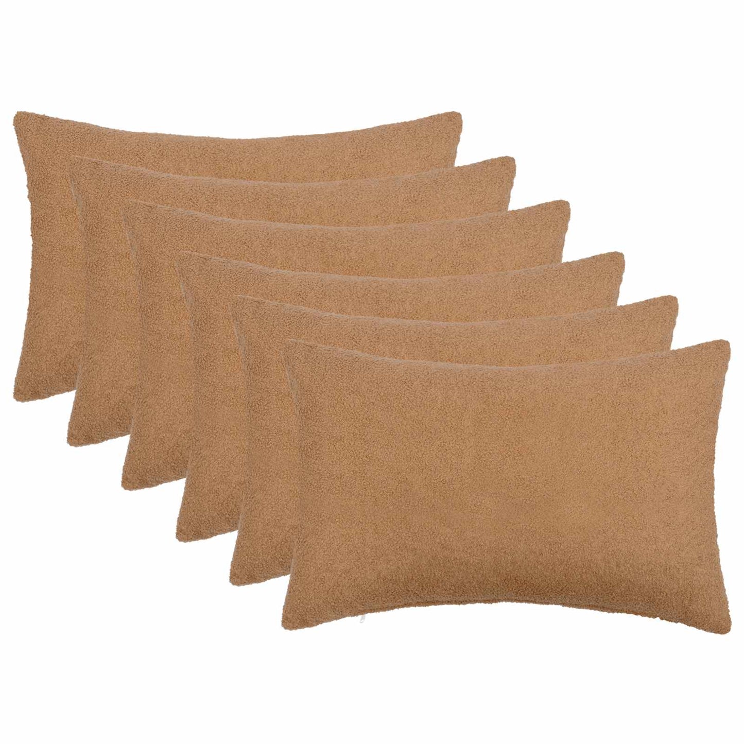 Cushion Cover 6 pcs HEERLEN Beige 50 x 80 cm Bouclé